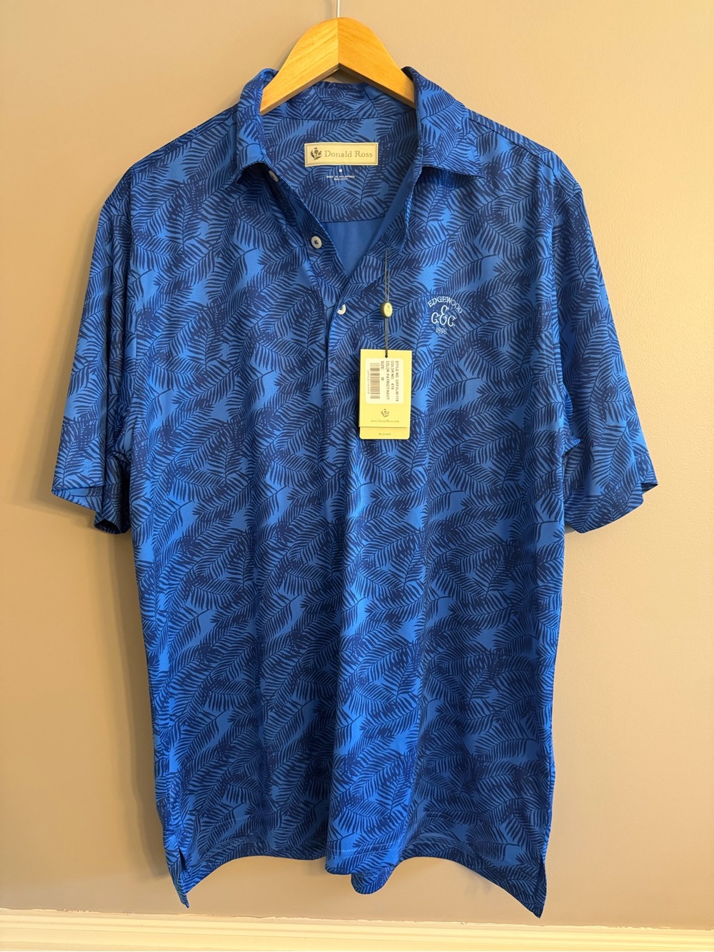 Donald Ross Men's Royal Blue Palm-Print Polo